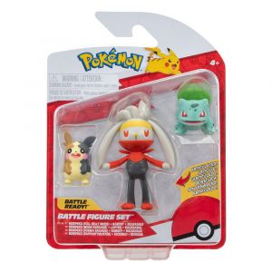 Pokémon Battle Figurka Set 3-Pack Morpeko (Full-Belly Mode), Bulbasaur #1, Raboot 5 cm Jazwares