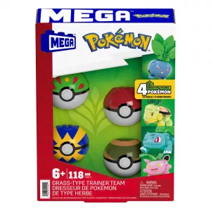 Pokémon Mega Construction Set Grass-Type Trainer Team Building Toy Kit Mattel