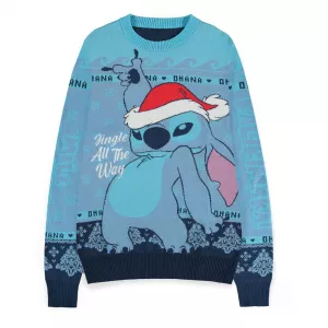 Lilo & Stitch Mikina Christmas Jumper Stitch Blue Velikost M