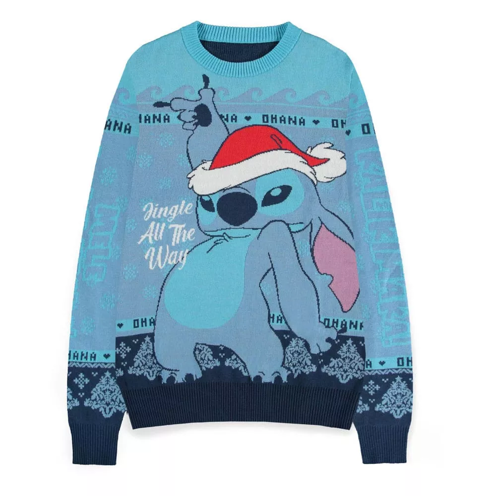 Lilo & Stitch Mikina Christmas Jumper Stitch Blue Velikost XL Difuzed