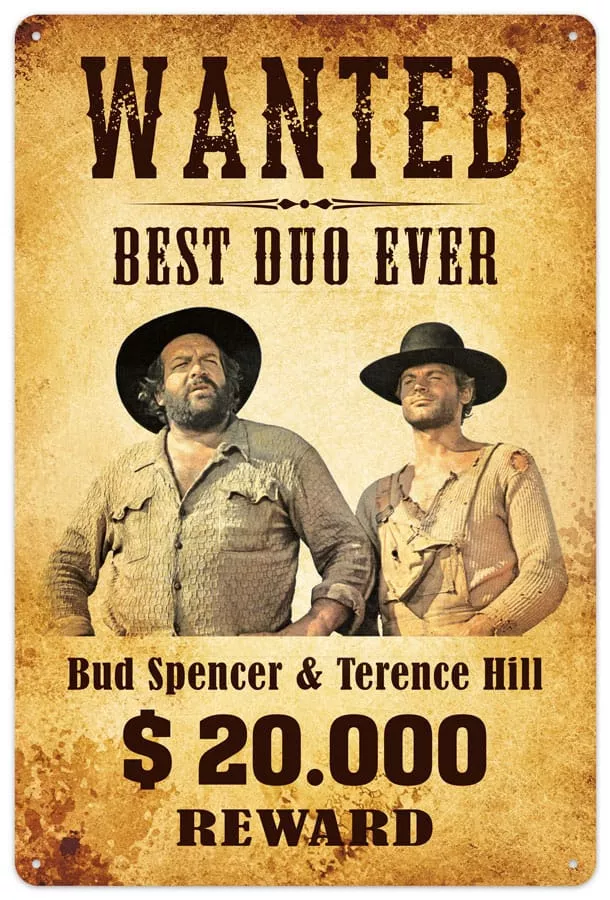 Bud Spencer & Terence Hill Tin Sign Wanted 20 x 30 cm Blechwaren Fabrik Braunschweig