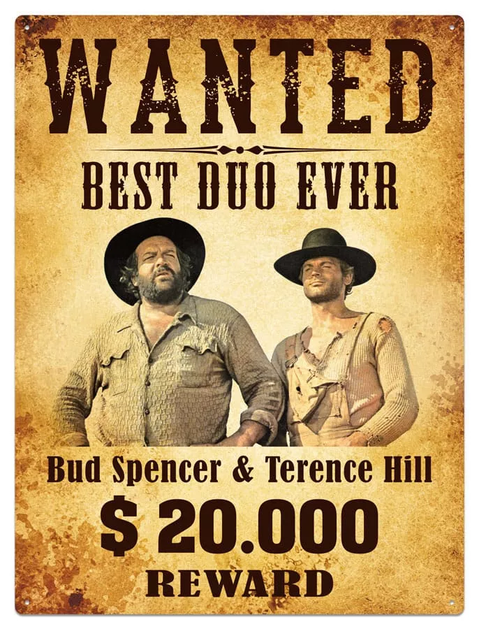 Bud Spencer & Terence Hill Tin Sign Wanted 30 x 40 cm Blechwaren Fabrik Braunschweig