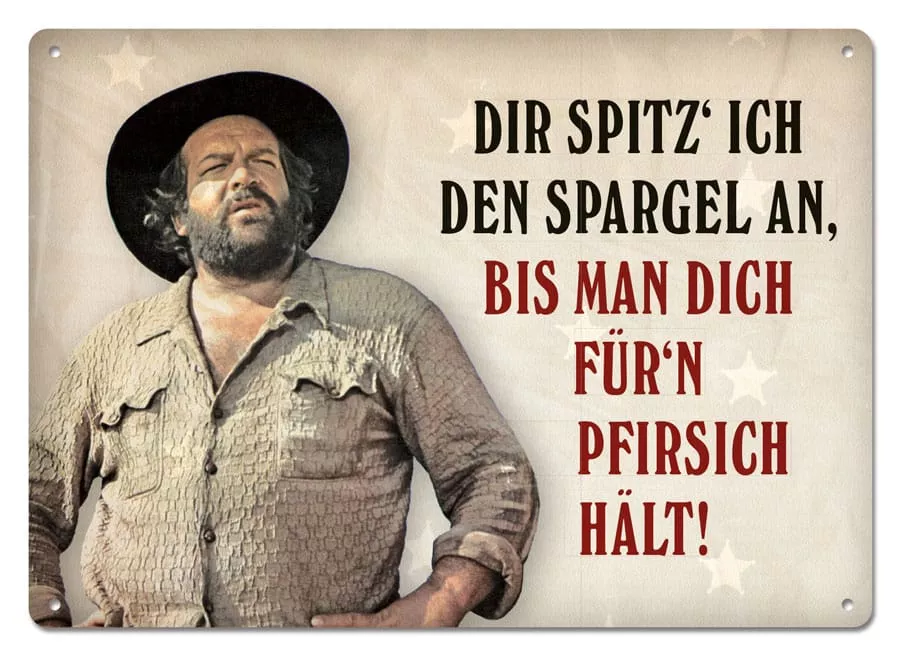 Bud Spencer Tin Sign dir spitz' ich den Spargel an,... 10 x 15 cm Blechwaren Fabrik Braunschweig