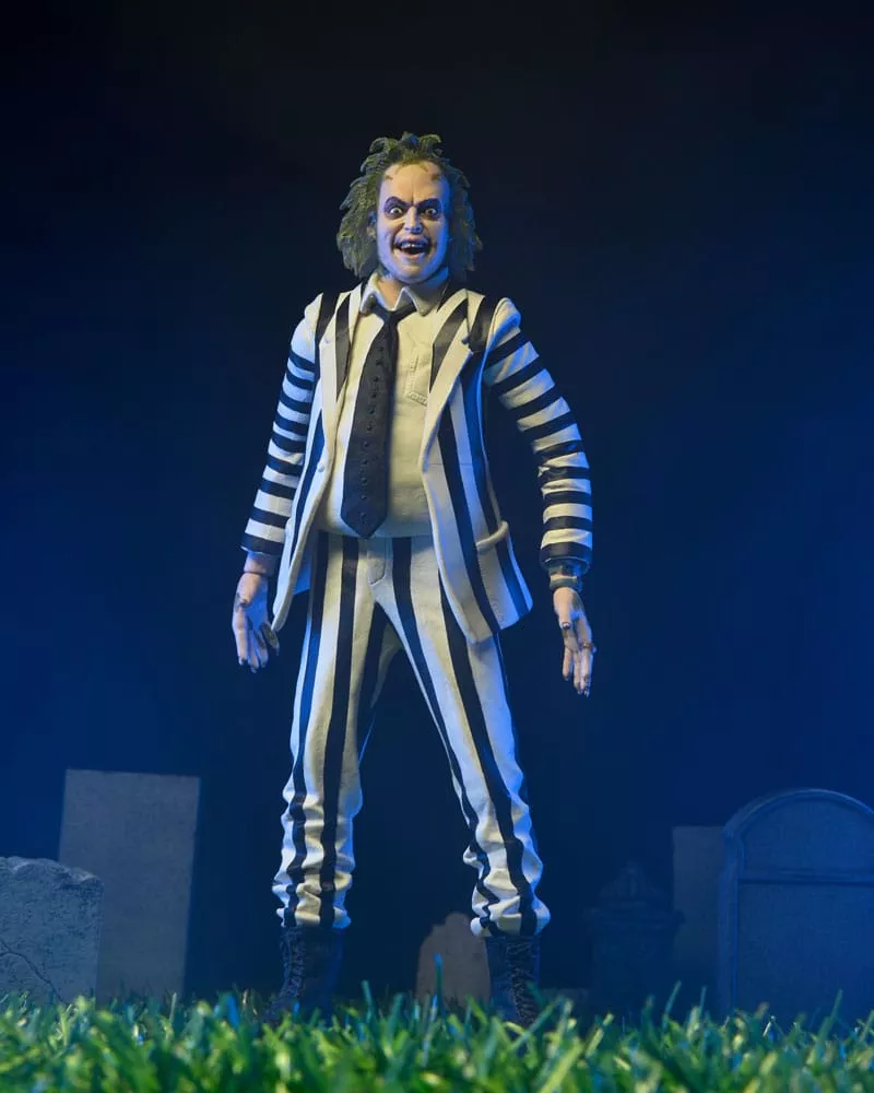 Beetlejuice 1988 Akční Figurka Beetlejuice Black and White Striped Suit 18 cm NECA