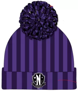 Wednesday Pom-Pom Čepice Nevermore Logo