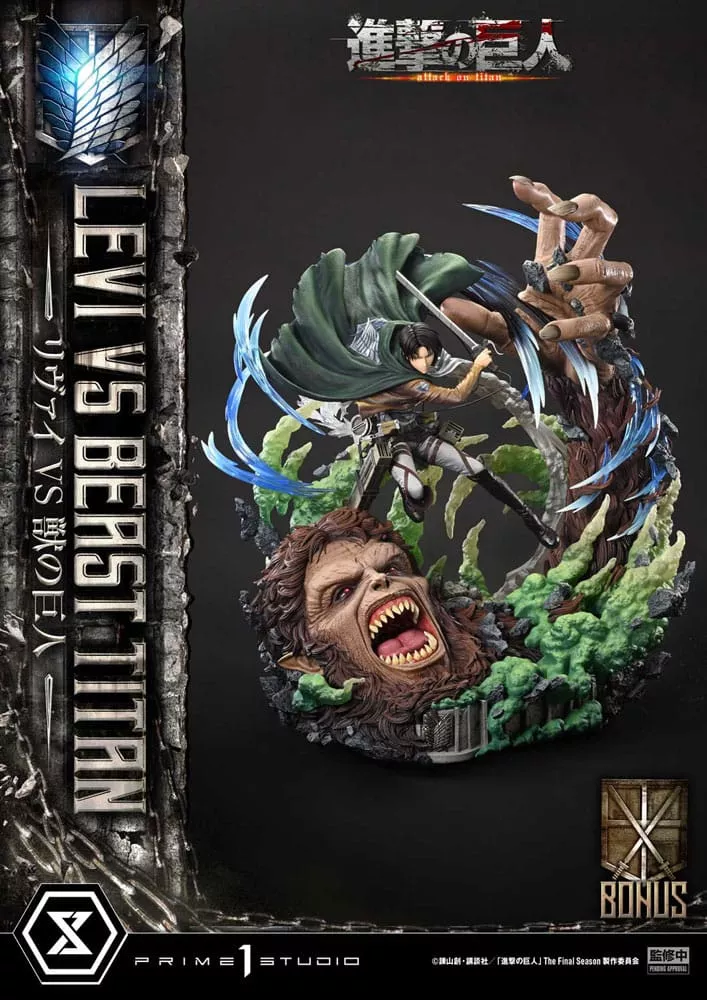 Attack on Titan Ultimate Premium Masterline Series Soška 1/4 Levi versus Beast Titan Bonus Verze 73 cm Prime 1 Studio