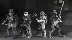 Universal Monsters x Teenage Mutant Ninja Turtles Akční Figurky 4-Pack Turtles Black & White 18 cm NECA