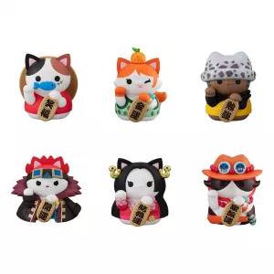 one Piece Mega Cat Project Trading Figurka NyanPieceNyan! Beckoning Cat Lucky Cat Pirates 7 cm Display (6)