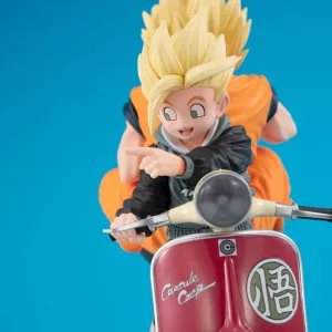 Dragonball Z 05 Desktop real McCoy PVC Diorama Super Saiyan Son Goku & Super Saiyan Son Gohan & Motorbike 16 cm Megahouse