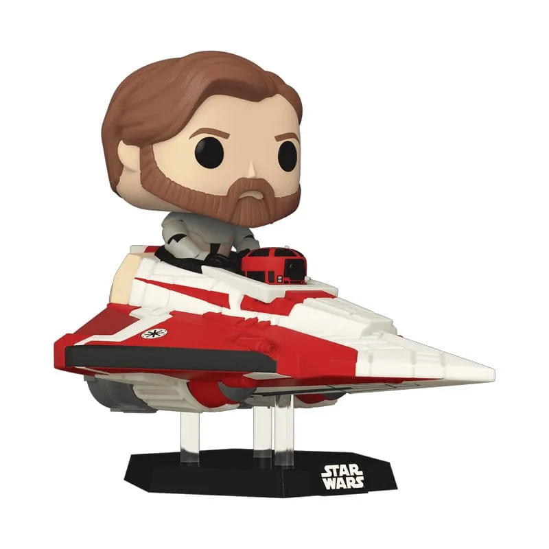 Star Wars POP! Rides Super Deluxe Vinyl Bobble-Head Obi-Wan Kenobi in Delta 7 Jedi Starfighter 15 cm Funko